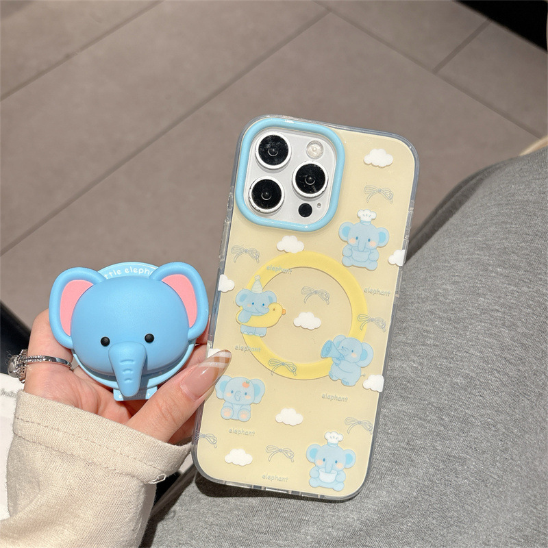 奶黄底云朵厨师大象磁吸适用iPhone17苹果16ProMax手机壳15少女心|undefined