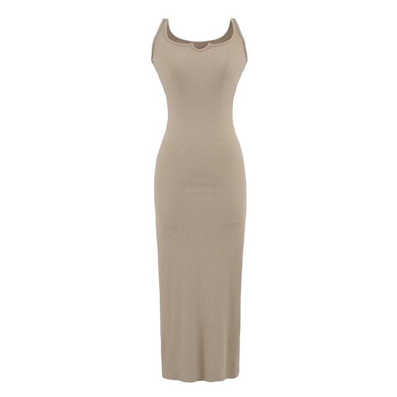 2025 New Summer Style Female American Sexy Hip-Hugging Skirt with Back Slit, High Waist, Slim Fit, Elastic Mid-Length Vest Dress 2025 New Summer Style Female American Sexy Hip-Hugging Skirt with Back Slit, High Waist, Slim Fit, Elastic Mid-Length Vest Dress