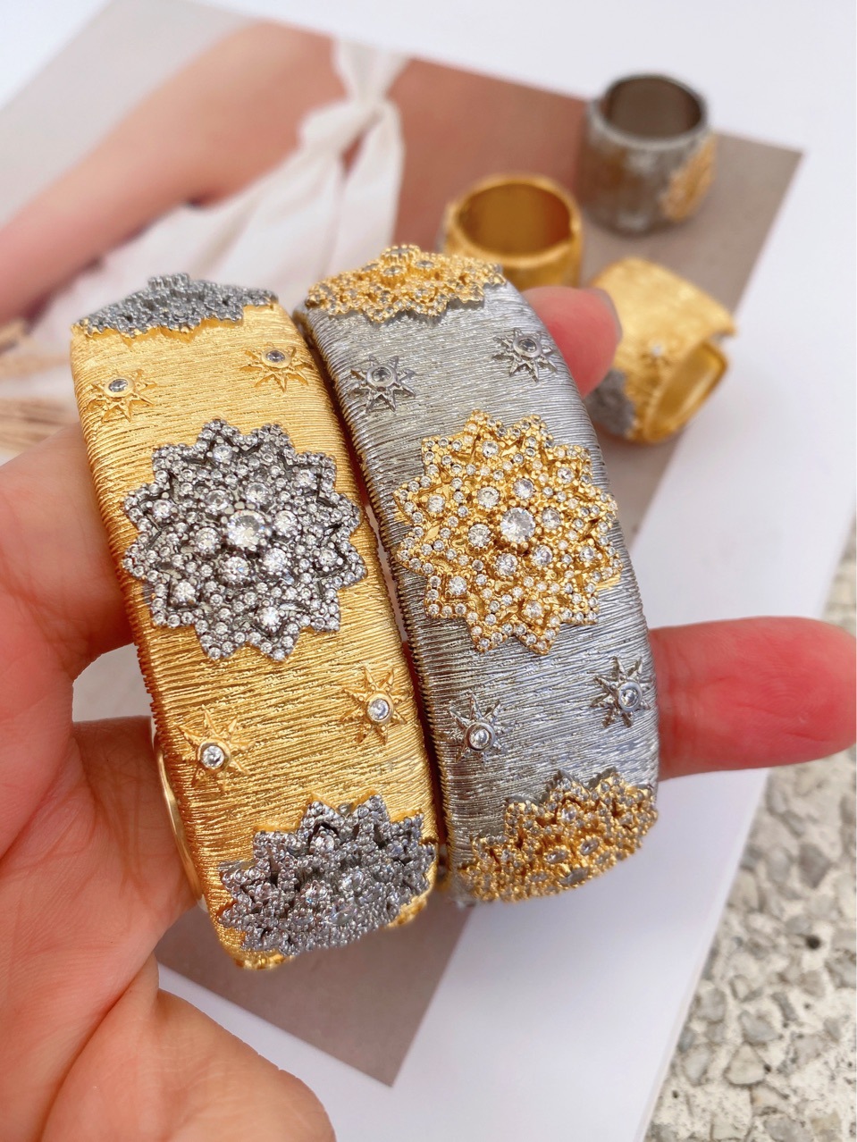 12g Weight Rings, Bangle Classification 1 Piece Quantity Holiday, Daily Occasion Copper Material Geometric Pattern All Seasons Season Women's Gender Plating Design Glam, Classic Style Style Wholesale Jewelry Glam Classic Style Geometric Copper Plating Rings Bangle 4
