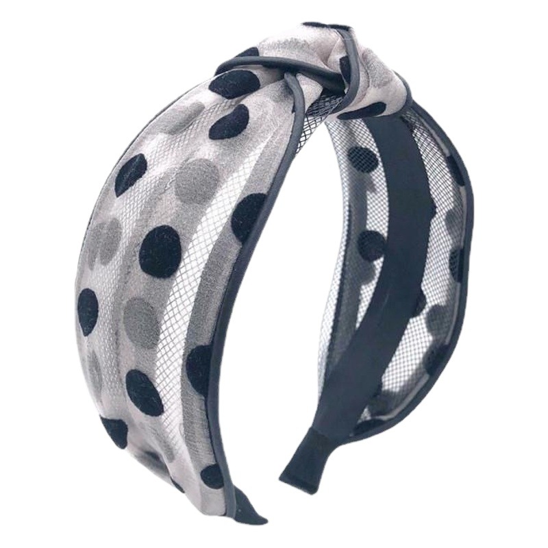 Malla de lunares diadema de ala ancha para adultos dulce horquilla alta cráneo cara lavado cabello presionando diadema Corea del Sur Internet celebridad accesorios para el cabello al por mayor