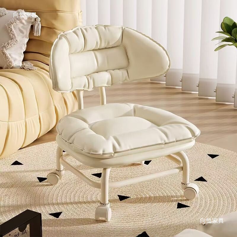 Swivel Caster Cloud Backrest Chair Lazy Sofa Sliding Stool Magic Tool for Home Use Children's Shoe Changing with Wheels