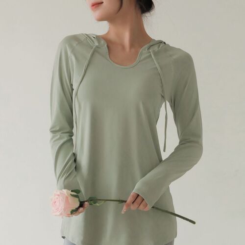 Fashion Loose Slimming Long Sleeve Hooded Sweatshirt Breathable Quick Dry Running Fitness Sport Top Yoga Clothes for Women