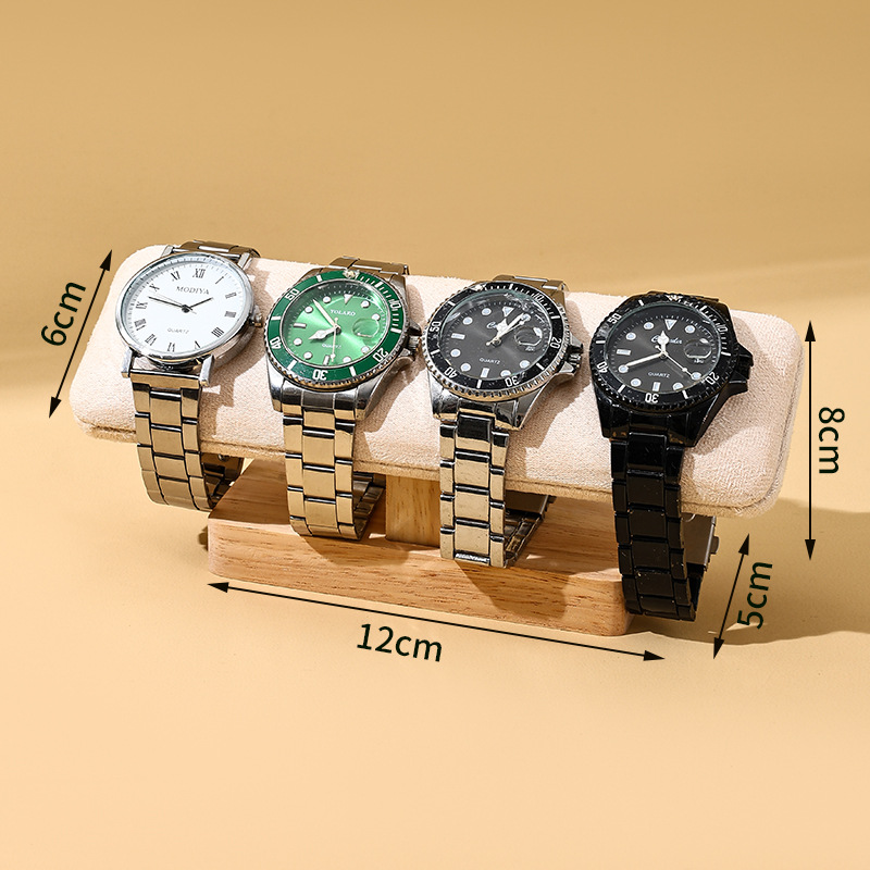 Brazalete de madera mayorista de madera sólida de una sola capa de reloj estante de exhibición pulsera pulsera pulsera tela de lana accesorios estante de almacenamiento