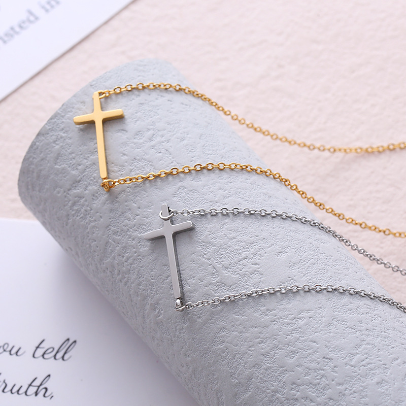 Cross Pattern Unisex Gender Wholesale Hip-hop Cross Stainless Steel Pendant Necklace