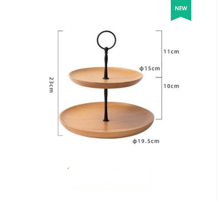 Madera de madera sólida de nuez negra bandeja de doble capa bandeja de frutas secas bandeja de té bandeja de pasteles de bocadillos bandeja de postre marco multicapa