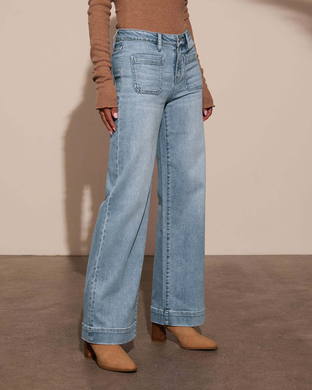 Women's Retro Wide-leg Straight Jeans Elegant Spring Style_voghion.com
