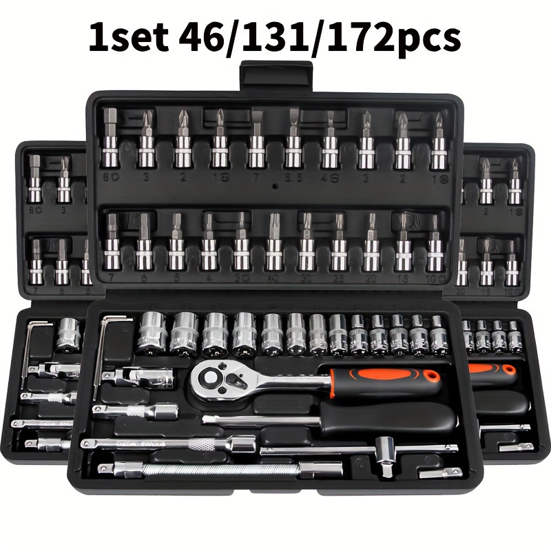 2026新款跨境代发46/131/172件黑色酷炫专业工具套装跨境代发|ru