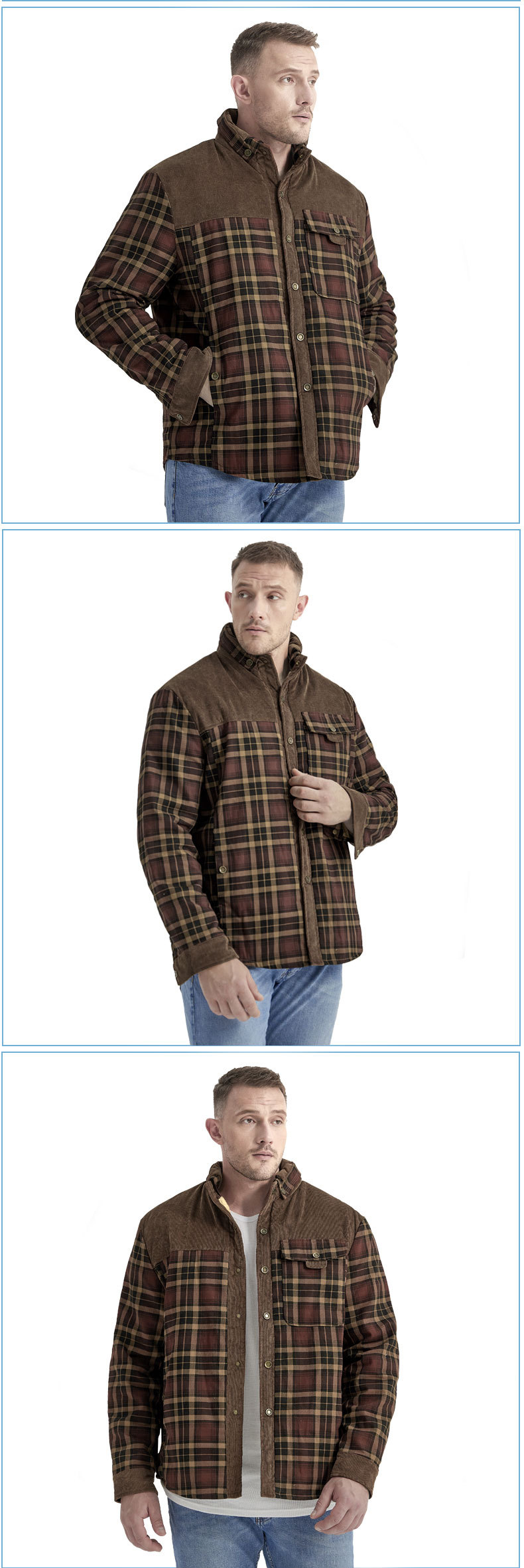 Men's Retro Plaid Cotton Jacket With Velvet Lining For Winter_voghion.com