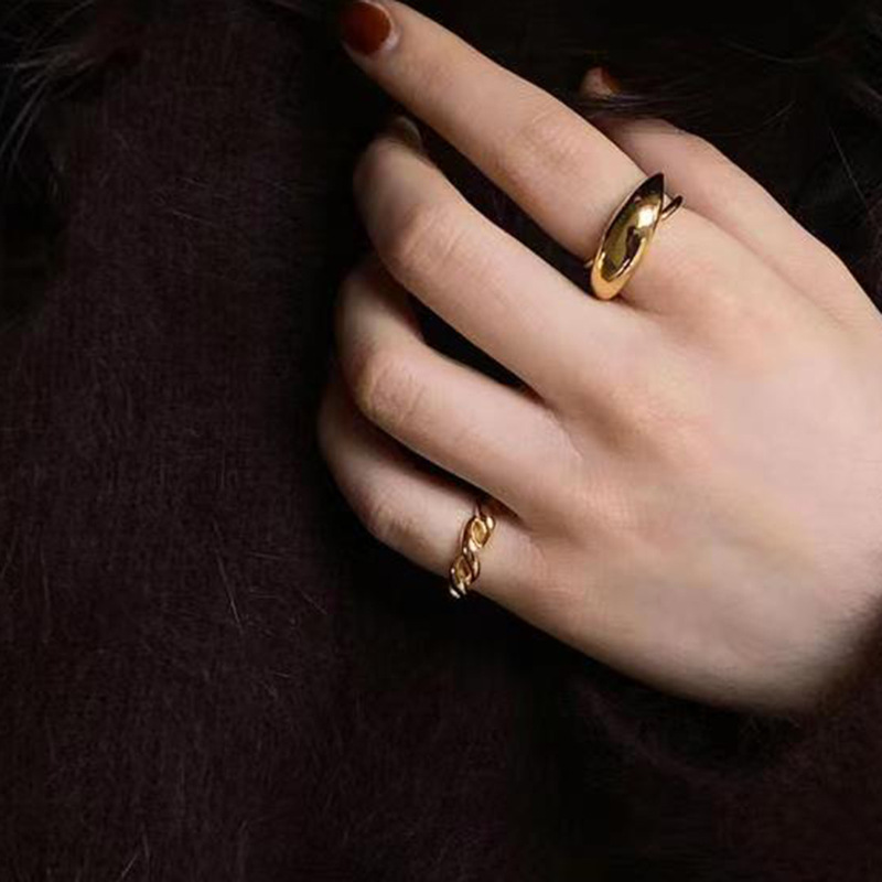 Fashion Geometric Titanium Steel Plating Open Ring