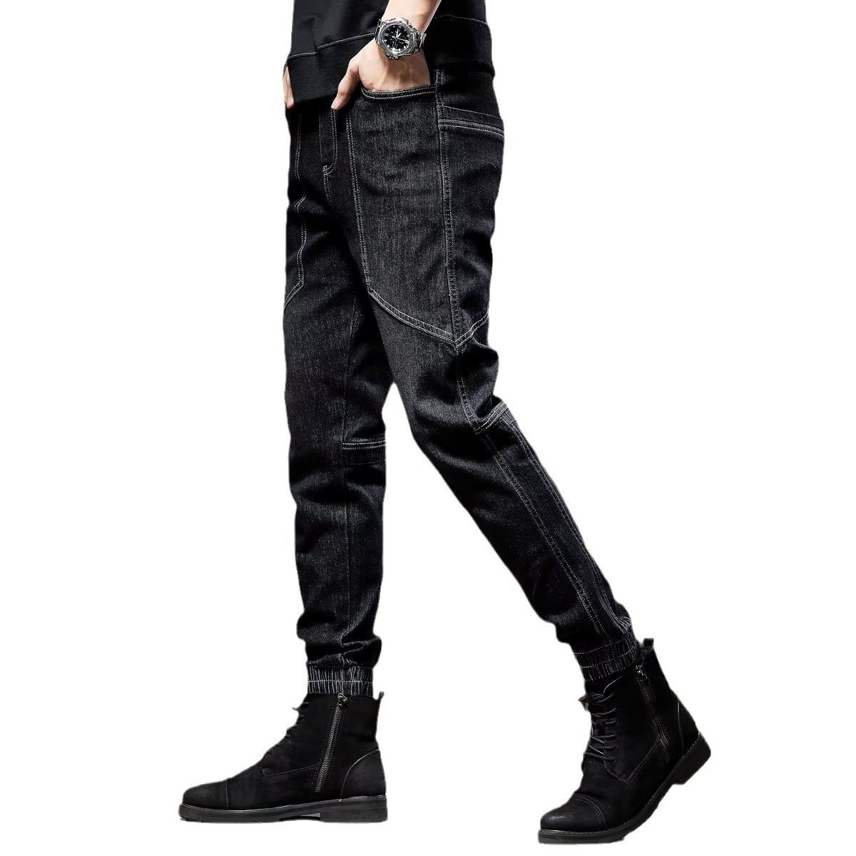 Promoción principal de los pantalones vaqueros de negocios de los hombres cómodos y versátiles del otoño 2024, pantalones de pierna recta casuales de la marca de moda coreana