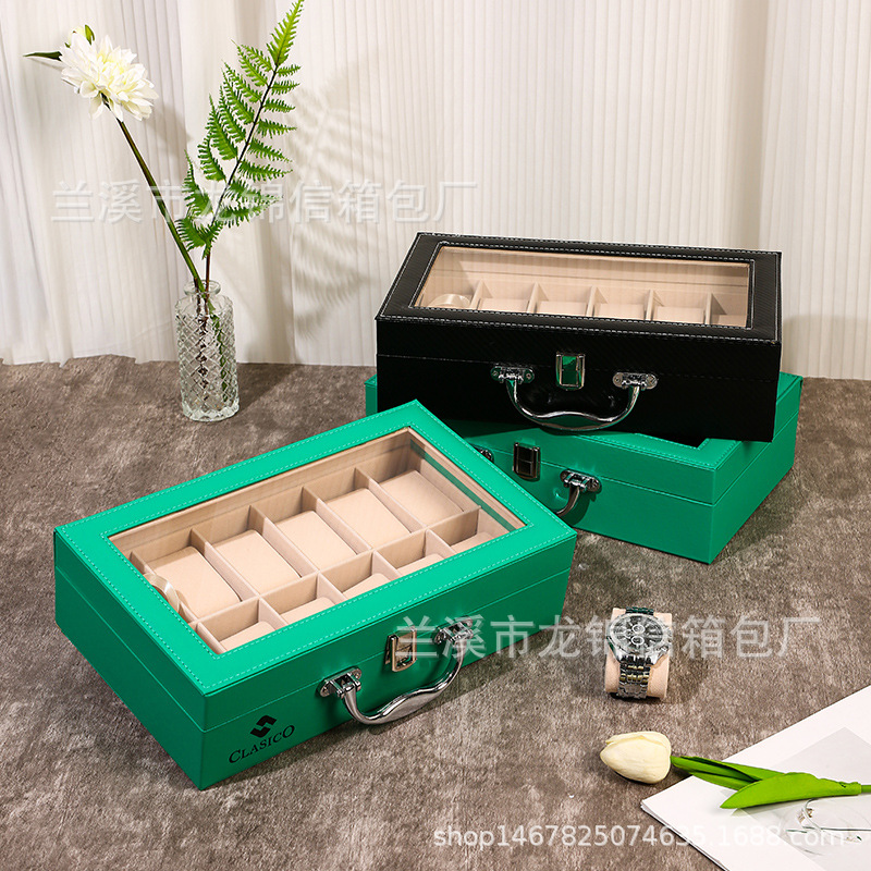 Spot PU leather watch box 2-bit 3-bit 4-bit 6-bit 8-Bit 10-bit 24-bit watch packaging storage box display box