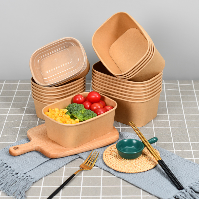 Disposable Lunch Box Thickened Kraft Paper Square Take-away Fast Food Punch Box Household Lid Paper Bowl Bento Salad Box Disposable Lunch Box Thickened Kraft Paper Square Take-away Fast Food Punch Box Household Lid Paper Bowl Bento Salad Box