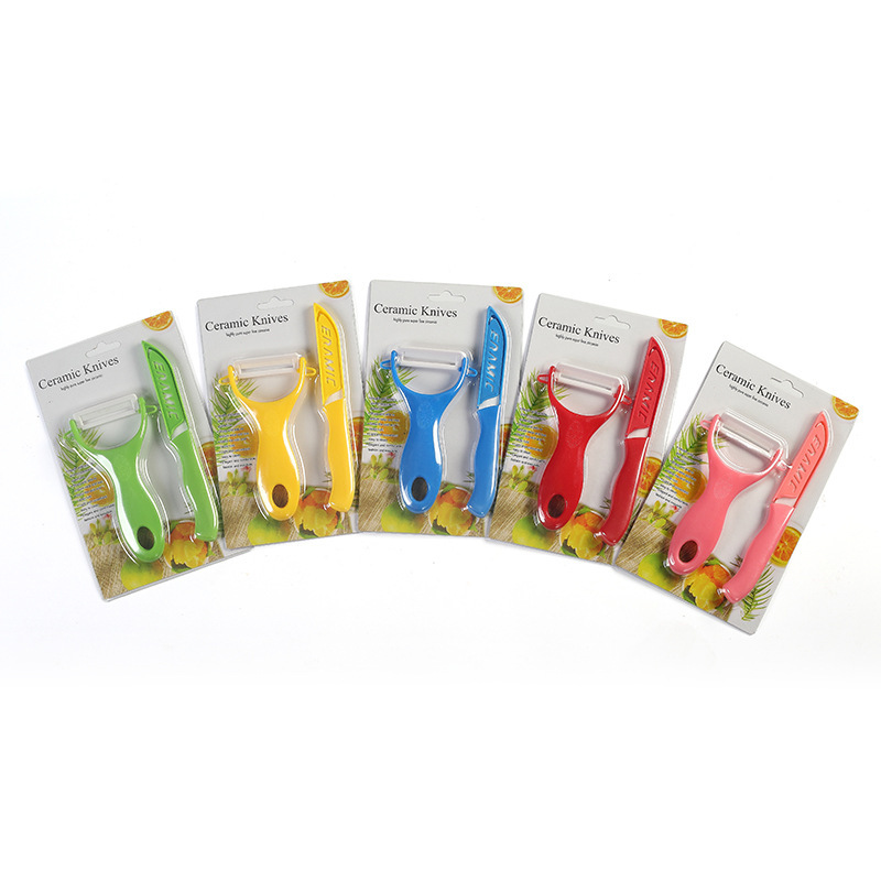 Fábrica directa cuchillo de cerámica cuchillo de frutas de tres pulgadas mini regalo conjunto de dos piezas