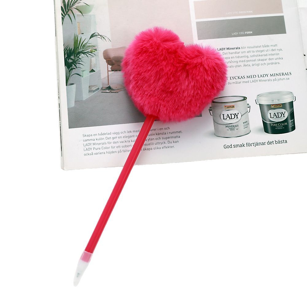 Bolígrafo de bola de amor nuevo transfronterizo, bolígrafo de felpa de color femenino, corazón de melocotón de oficina de estilo lindo, bolígrafo de felpa en forma de corazón