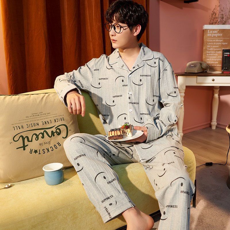 Pijamas de tres piezas pantalones cortos de manga corta de verano para hombres traje 100% algodón más tamaño delgado desgaste para el hogar suelto juventud