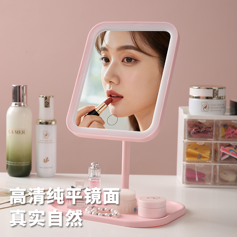 Espejo de maquillaje de plástico con luz inteligente ajustable luz tricolor espejo de vestir dormitorio táctil led espejo de maquillaje