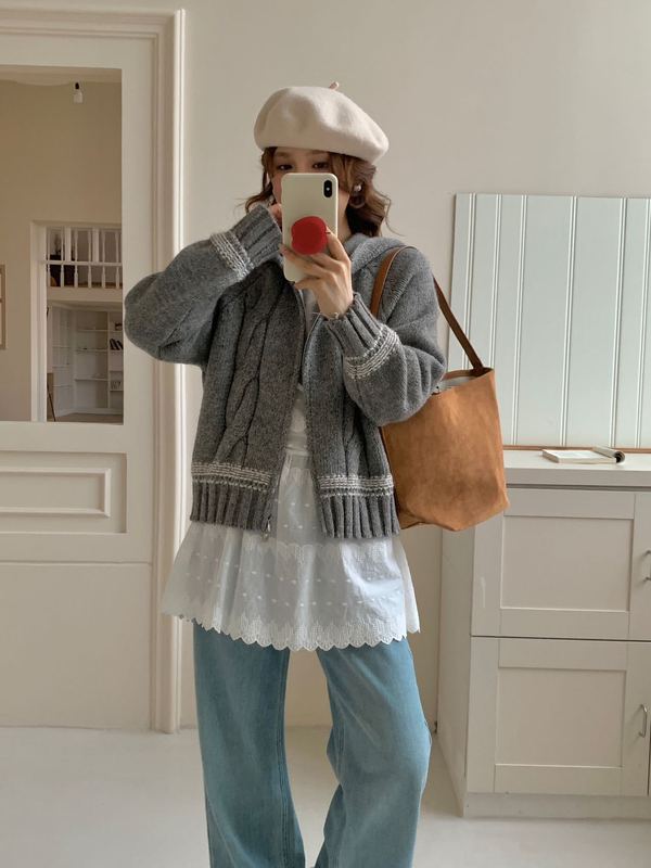 秋冬韩系穿搭针织开衫毛衣外套女2025新款时尚高级感保暖加厚上衣|undefined
