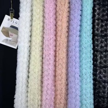 厂家直销 新款立体高中玫瑰钩花网纱绣花 蕾丝花边面料 刺绣布料