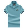 Summer cotton T-shirt, clothing, polo, with embroidery, with short sleeve