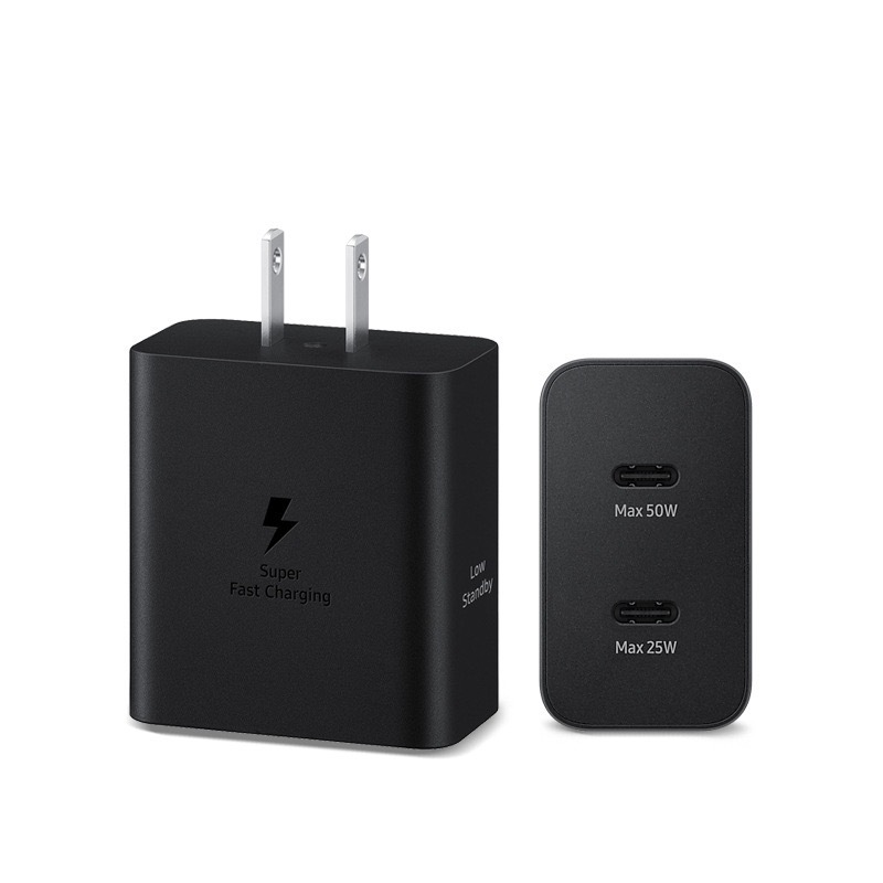 Samsung 50W 欧州および英国充電器 T5020S25/U24/デュアルポート超高速充電 2.0 高速充電ヘッドに適しています。|undefined
