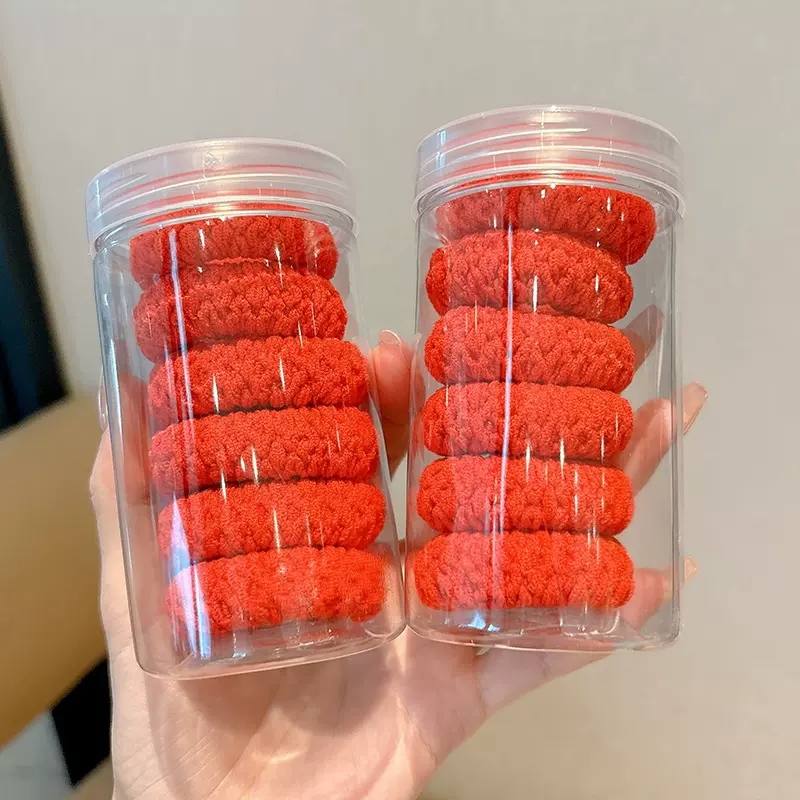 新年红色简约扎头发绳高弹力耐用橡皮筋低马尾粗头绳发圈头饰批发