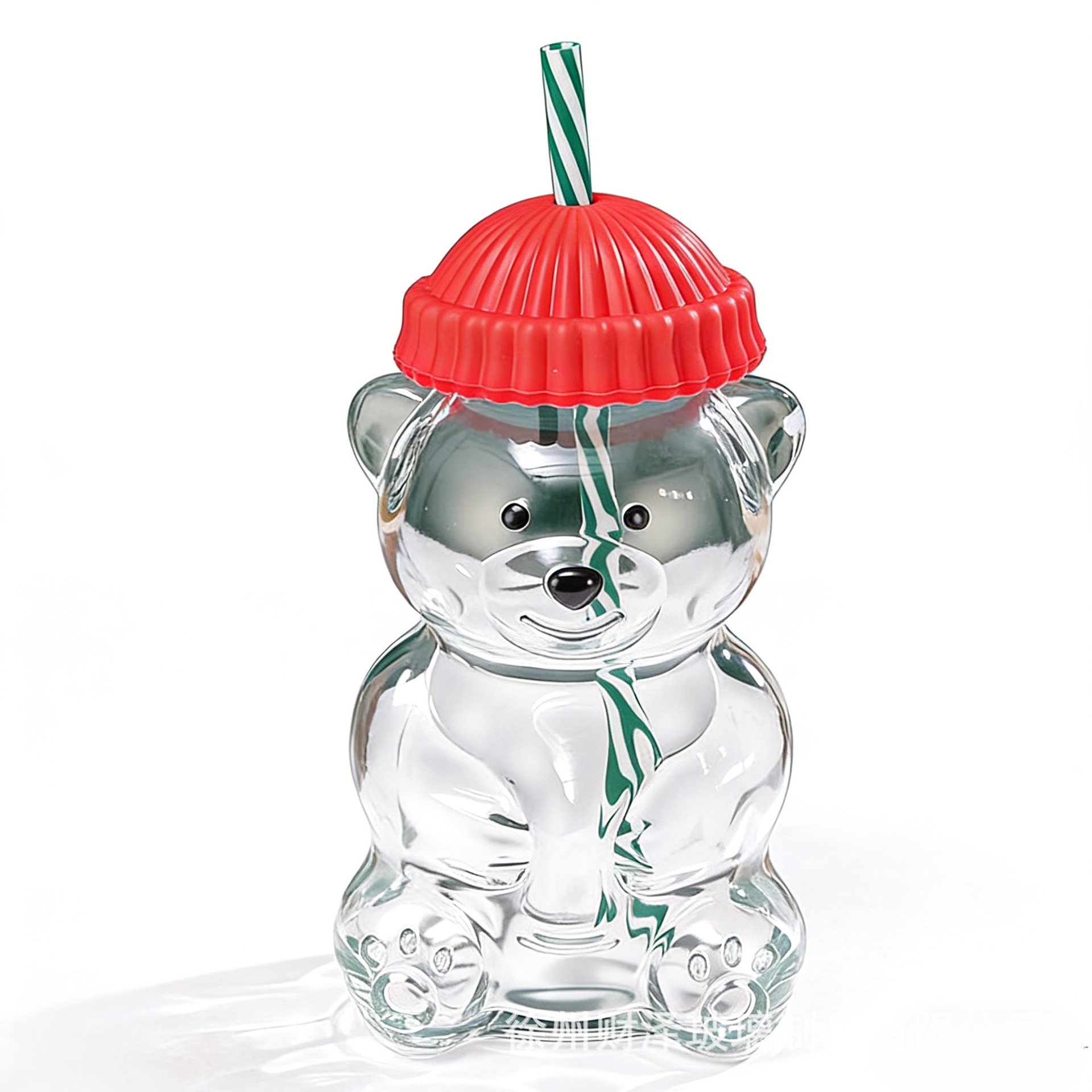 Tazas de vidrio de oso transfronterizo explosión alta borosilicona taza de paja transparente resistente a altas temperaturas taza de bebidas Teddy Bear Botella de Boston
