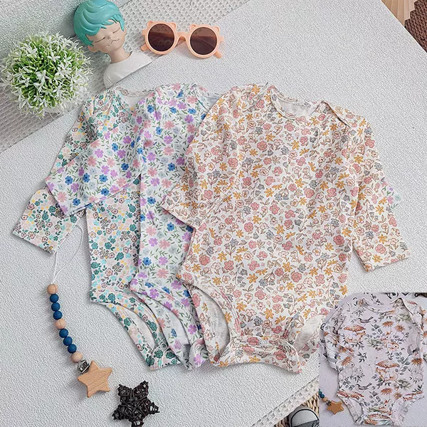 New Style Baby Long-Sleeved One-Piece Romper, Pure Cotton Bodysuit for Newborns, Retro Triangle Crawling Suit, Cross-Border Wholesale