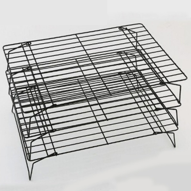 Baking Tools: Three-Tier Baking Cake and Cookie Cooling Rack, Bread Cooling Rack, Black Non-Stick Cooling Grid