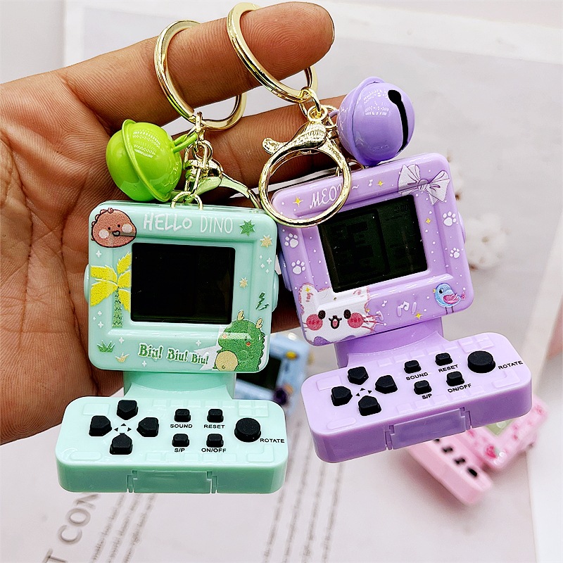 Tetris game machine keychain mini arcade handheld game decompression toy wholesale creative key ring