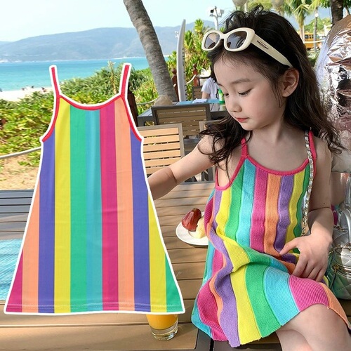 Girls 'nightdress ice silk summer sleeveless dress children's ice silk thin pajamas baby girl suspender skirt home wear