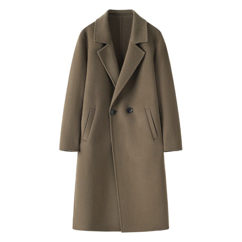 Зимнее двустороннее кашемировое пальто средней длины, мужской двубортный костюм, шерстяной костюм с воротником и открытыми коленями, облегающий Тренч