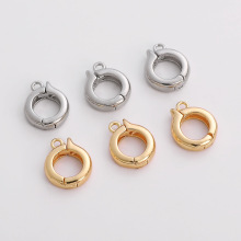 保色铜制圆形百搭万能珍珠扣DIY手链项链收尾连接弹簧扣饰品配件
