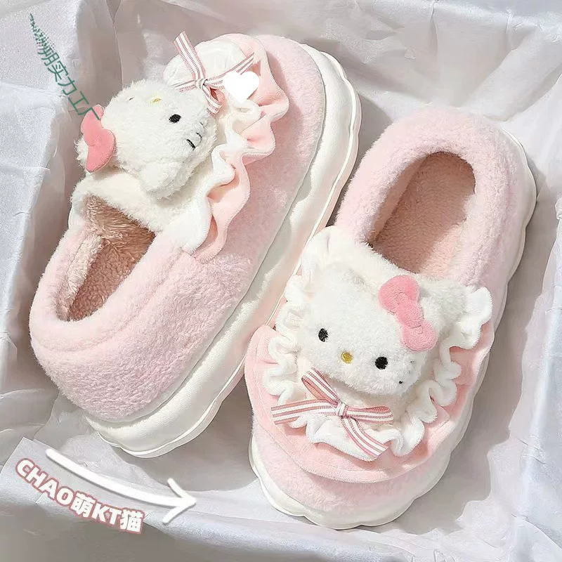 Hello kitty, winter cute keep warm slippers for students, plush