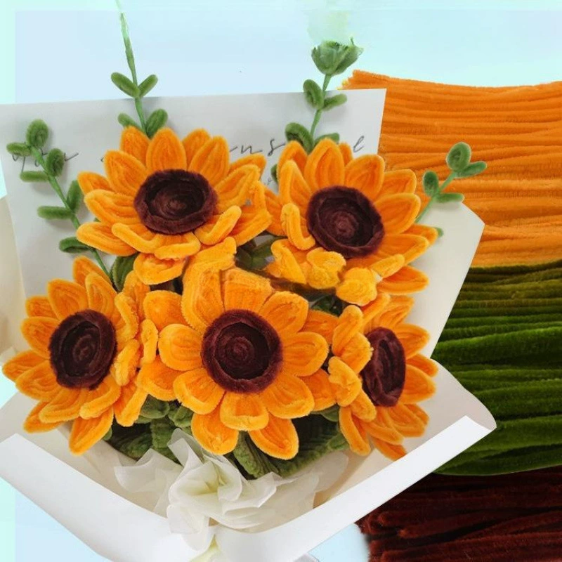 Полный набор материалов ручной работы Niuniu для изготовления собственных палочек для букетов, палочек Niuniu с подсолнухами, витых палочек и стеблей из синели.