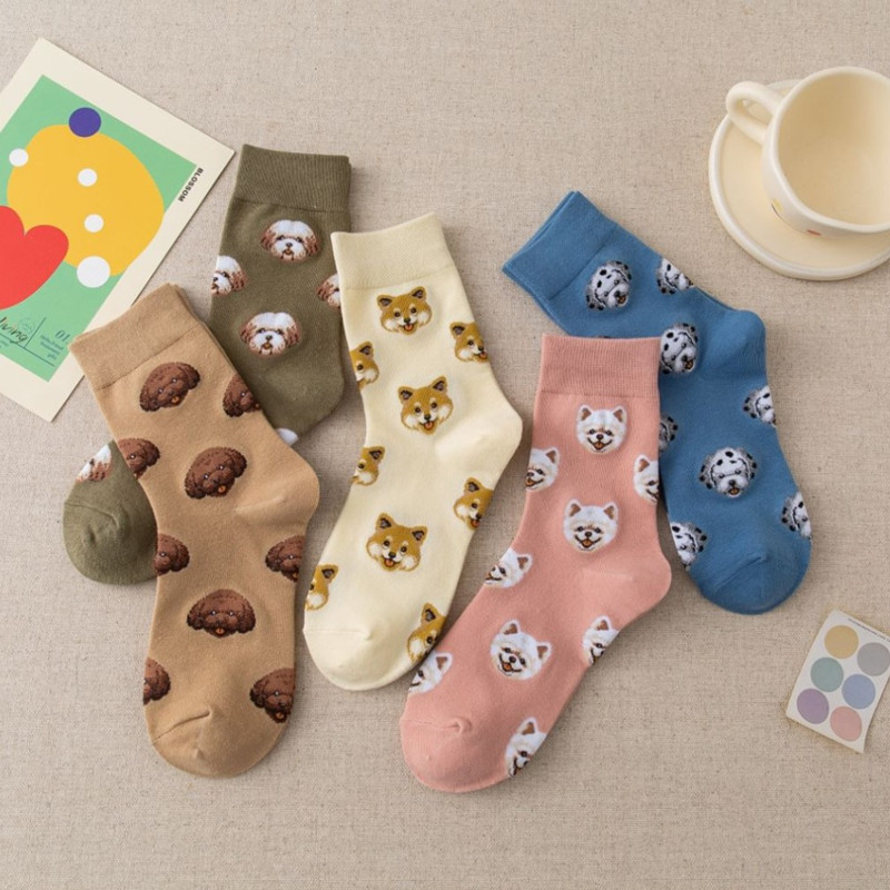 Autumn and winter New Season cotton tube women's socks Japanese cute cotton socks Chai dog partner cartoon students wholesale