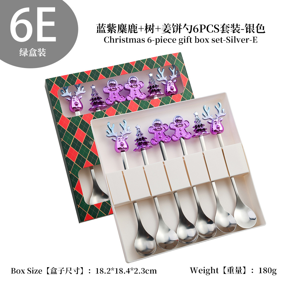 W juego de cuchara de Navidad transfronteriza dibujos animados lindo divertido muñeco de nieve cuchara postre de Navidad creativo cuchara tenedor vajilla de regalo