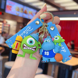 卡通怪兽电力大学钥匙扣链可爱搞怪单眼仔长毛怪挂饰抓娃娃机批发