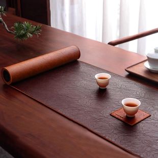 [Ocher] Leather Tea Mat Waterproof Table Flag New Chinese Zen Tea Flag Accessible Luxury Tea Table Tea Table Mat Tea Table Cloth