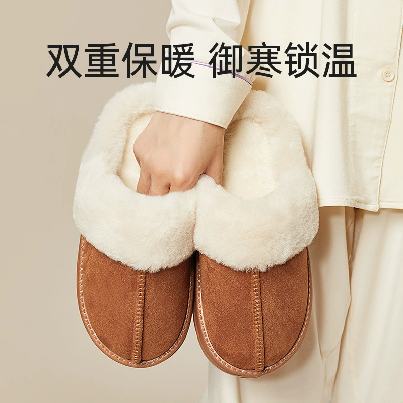 Премиальные хлопковые тапочки для женщин, новая модель осень-зима 2025, теплые плюшевые домашние зимние тапочки.