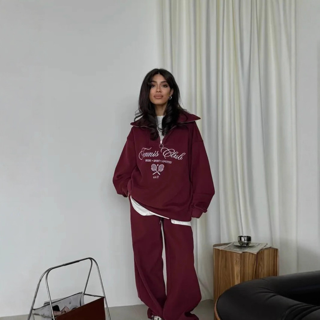 Trendy European and American Style Versatile Fleece-Lined Thick Half-Zip Unique Design Turn-Down Collar Sweatshirt Commuter Top
