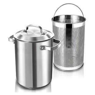 Cross-Border 4.3L Thickened 304 Double-Handle Soup Pot with Frying Basket, Deepened Induction Cooker Universal Stainless Steel Double-Bottomed Frying Pan