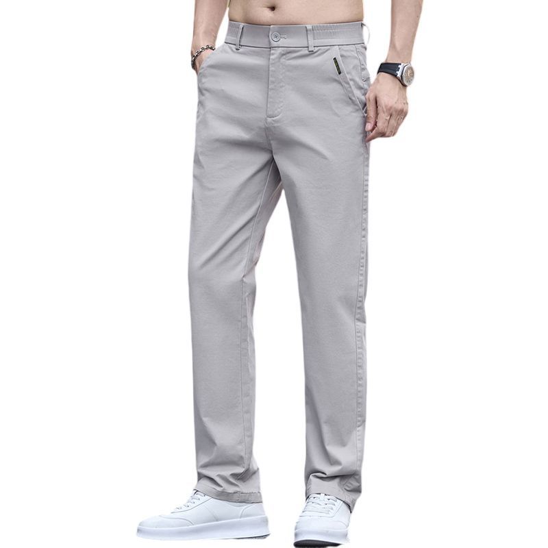 Spring and summer leisure light business cotton elastic waist loose straight pants men's trendy all-match summer explosions casual loose men