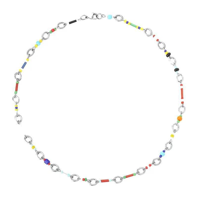 Ig Style Cool Style Circle Titanium Steel Beaded Layered Plating Bracelets Necklace display picture 5