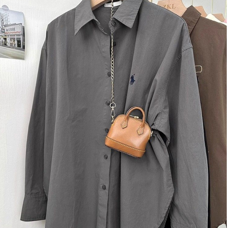 Pony Embroidered Shirt Women's Loose Korean Style Simple High Design Sense Commuter Shirt Fashionable Casual Long Sleeve Top