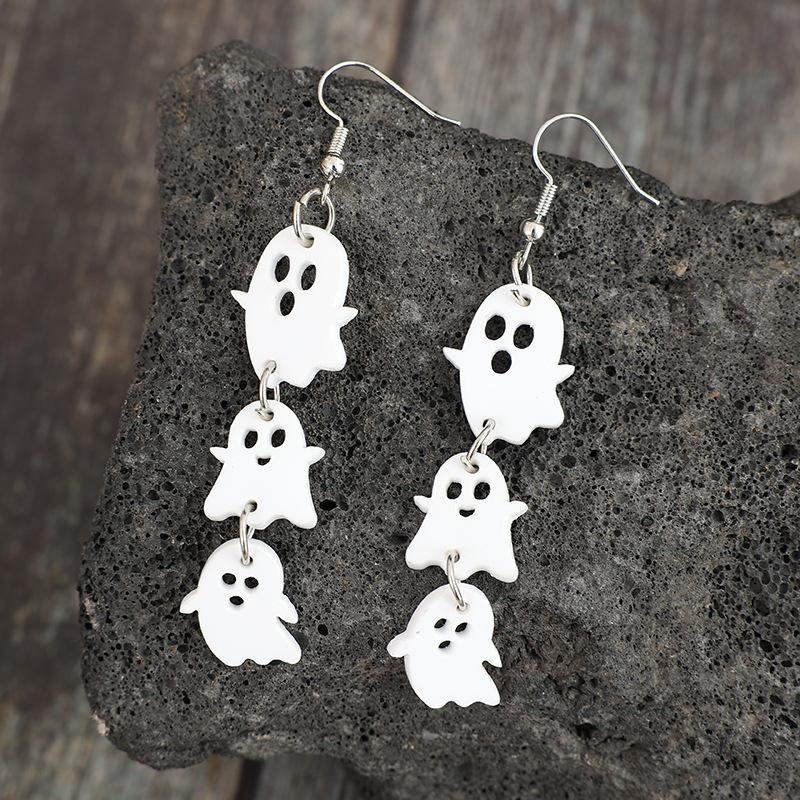 国境を越えたハロウィーンの白い幽霊三連ペンダントイヤリングアクリルゴシック風イヤリング卸売り|undefined