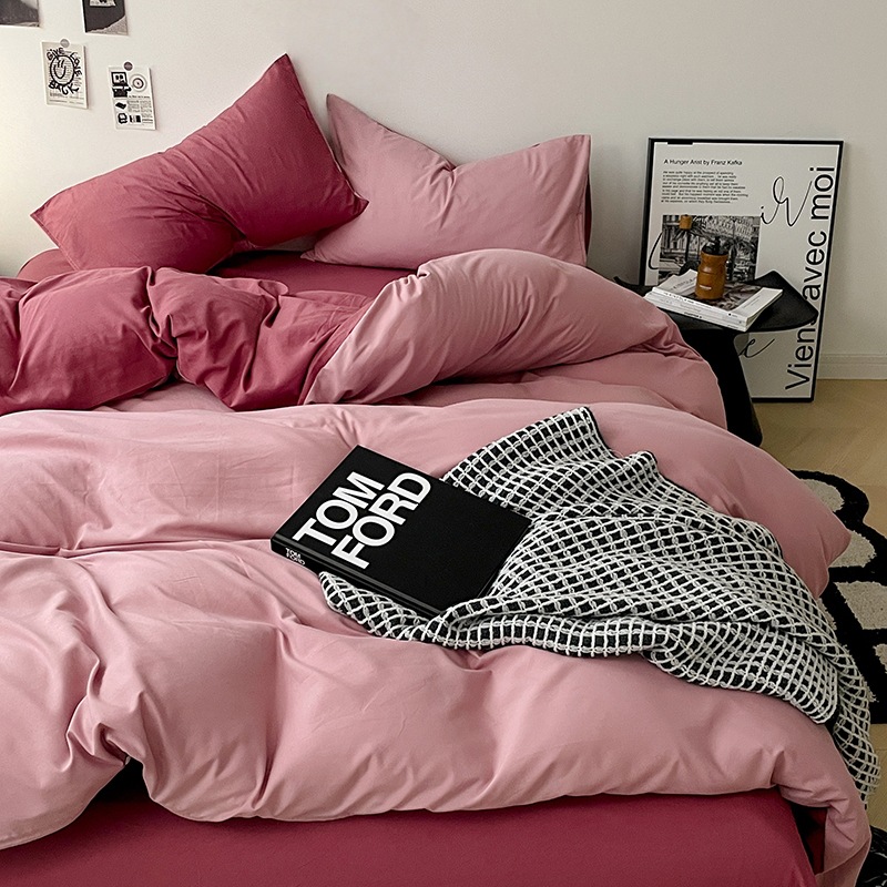 Cama de cuatro piezas A clase madre y bebé dormir desnudos ropa de cama de algodón lavado con agua cubierta cama dormitorio cama de tres piezas