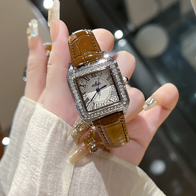 OFNS Hot Sale Hot Cheetah Belt Women's Watch Temperament Mesh Band Classic Square Fashion Diamond Band Quartz Watch