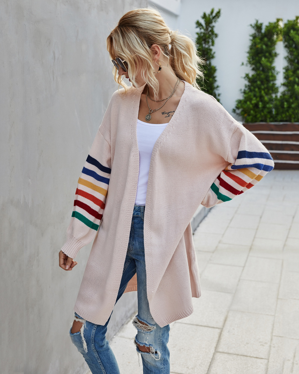 Women's Clothing patchwork loose large size sweater sweater jacket _voghion.com