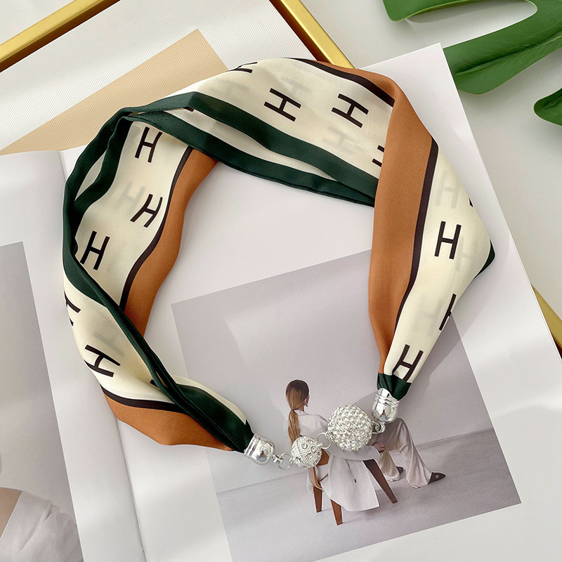 Nueva hebilla magnética bufanda collar cuello decoración perezoso multi-funcional bufanda elegante todo-fósforo correa de muñeca bufanda decorativa banda de pelo