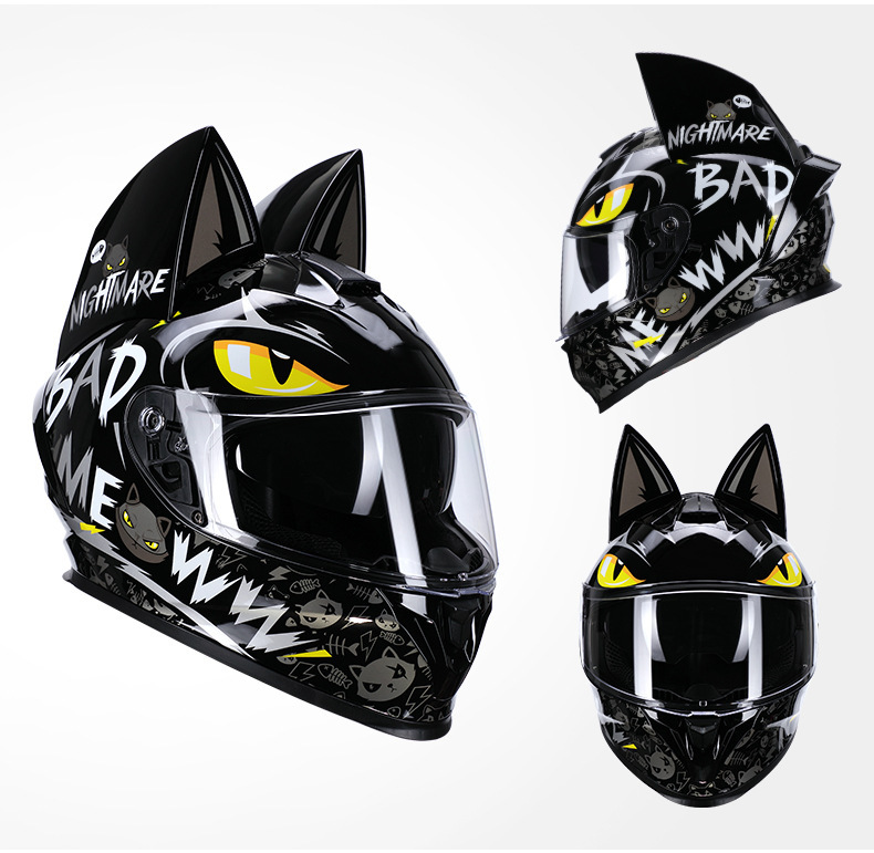 3C certified cat-ear electric motorcycle helmet, suitable for travel and commuting in all seasons, can be equipped with Bluetooth, personalized full-face motorcycle helmet
